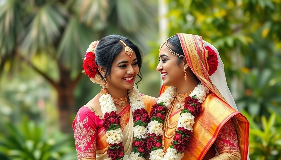 Wedding decor with elegant floral garlands on couple outdoors.