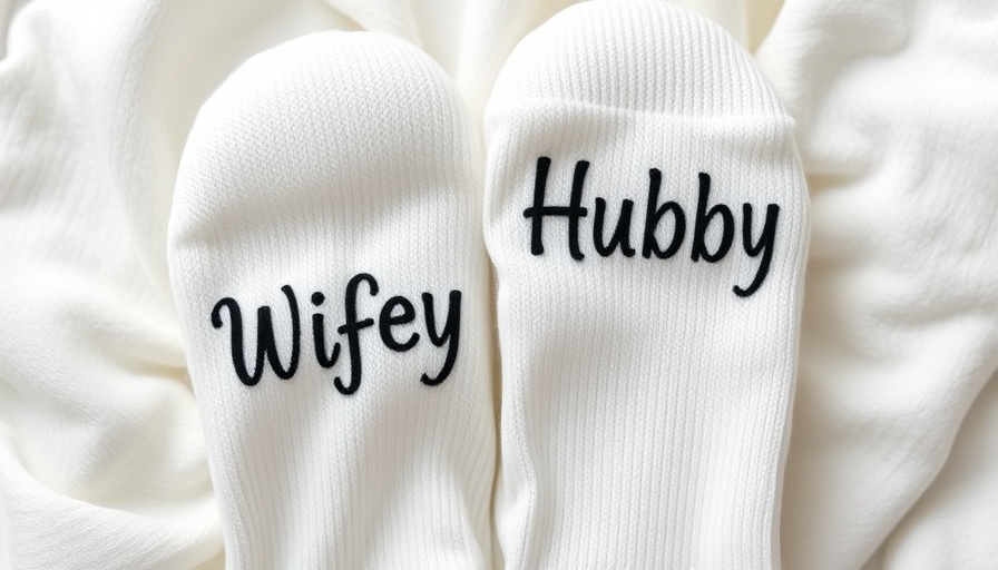 Cozy Wifey socks for weddings on a soft white fabric.