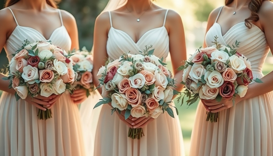Vintage-inspired garden wedding with elegant bridesmaids and floral bouquets.