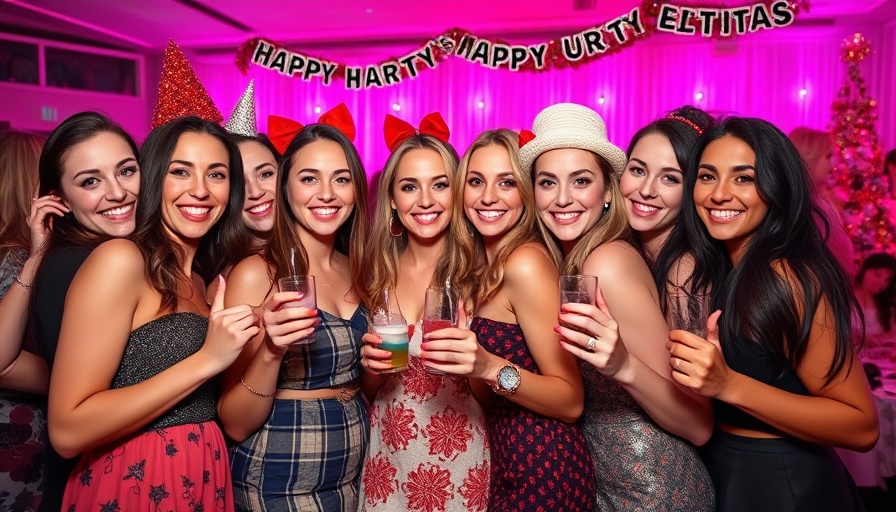 Cheerful women at creative bachelorette party posing enthusiastically