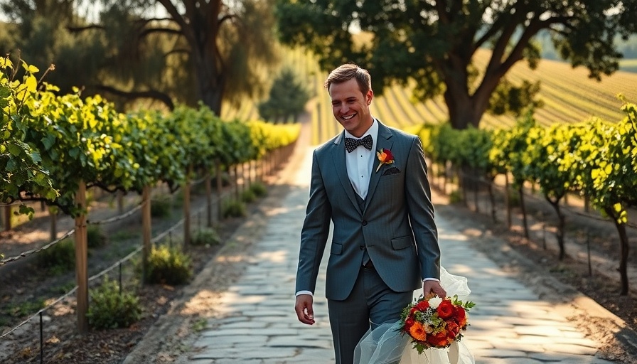 Charming couple at Hammersky Vineyards wedding venue, elegant attire.