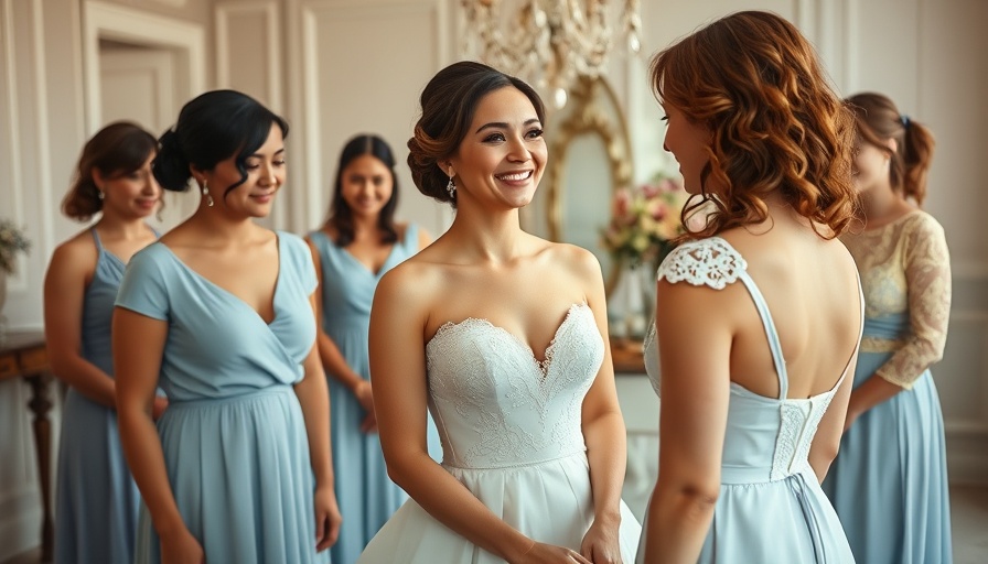 Indoor garden wedding decor with bride and bridesmaids in elegant dresses.