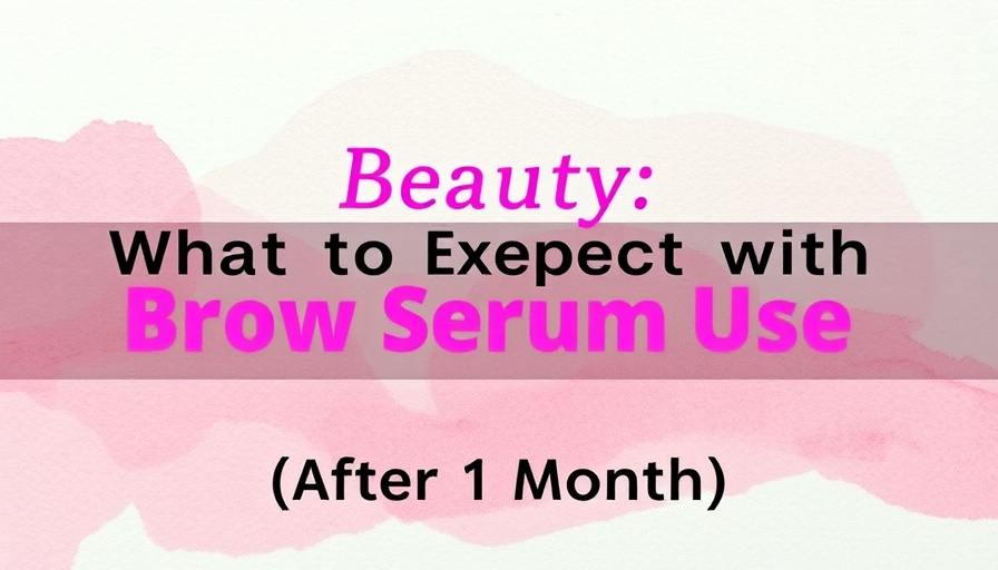 Brow serum results text on pastel watercolor background.