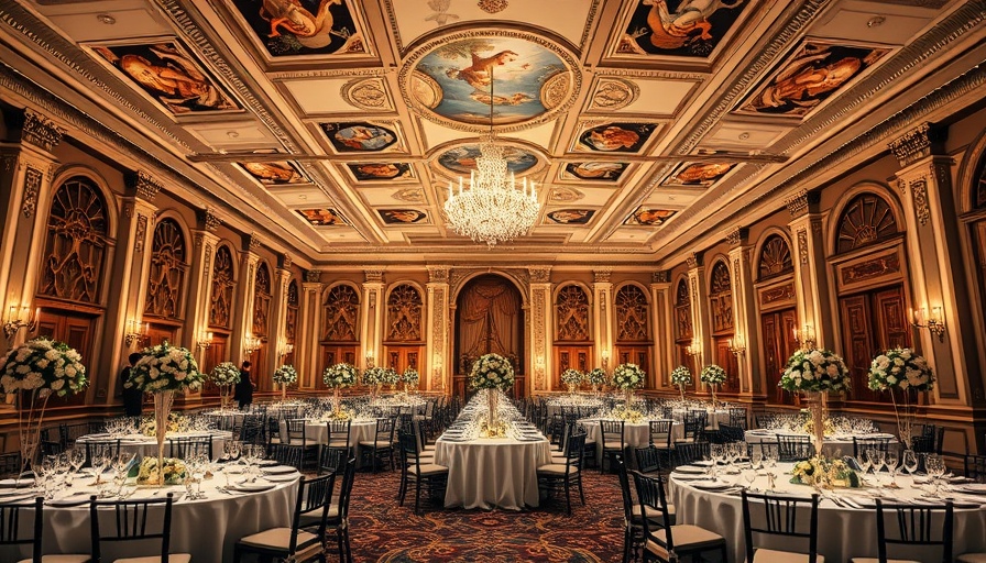 Elegant wedding decor ideas in a grand dining hall with classic details.