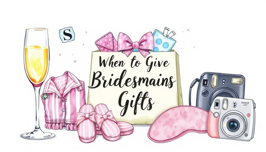 When to give bridesmaid gifts illustrated with playful elements.