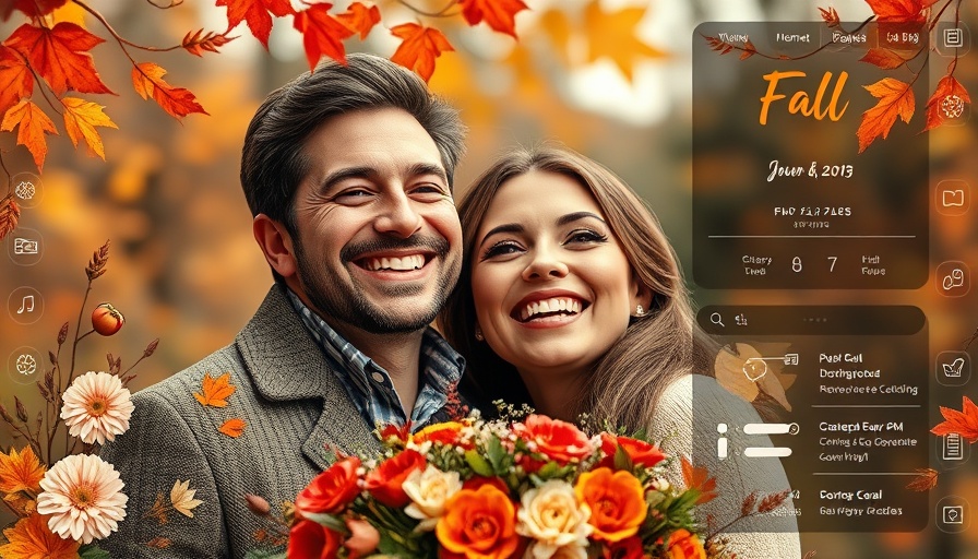 Elegant fall wedding websites interface design with floral elements.