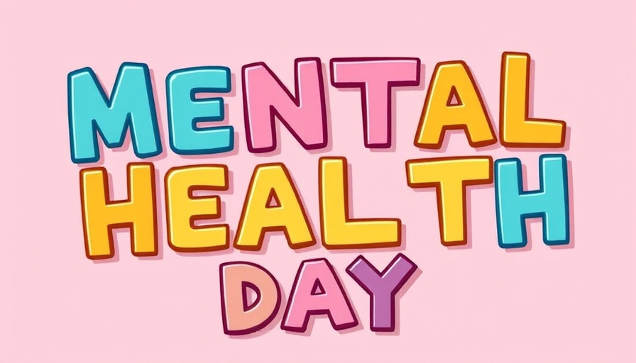 World Mental Health Day colorful cartoon lettering on pink background.
