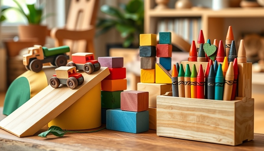 Vibrant collage of safe and sustainable gifts for kids.