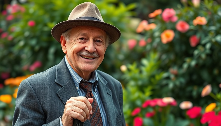Smiling older gentleman in garden, King's Documentary on Living in Harmony With Nature.