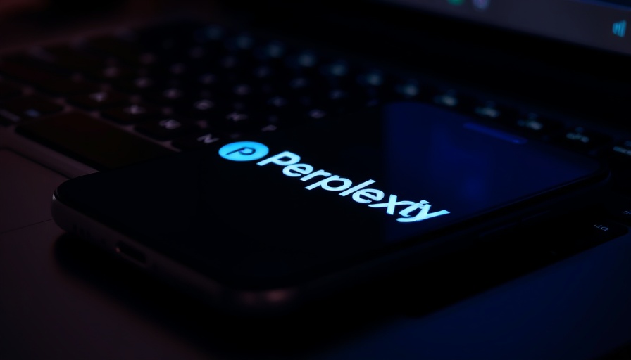Glowing smartphone with Perplexity logo on keyboard.