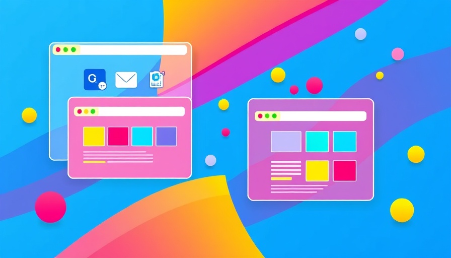 Illustration of browser windows with icons representing Google AI Tools in DV360 on a blue background.