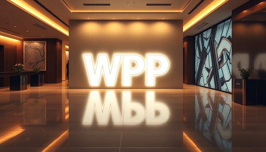 WPP corporate lobby with illuminated logo, modern ambiance