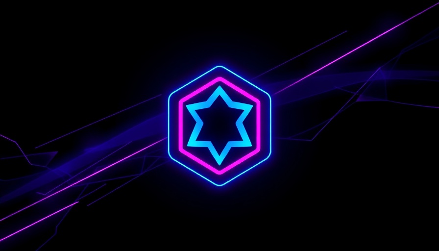 Modern hexagonal logo with vibrant neon accents for industry events in affiliate marketing.