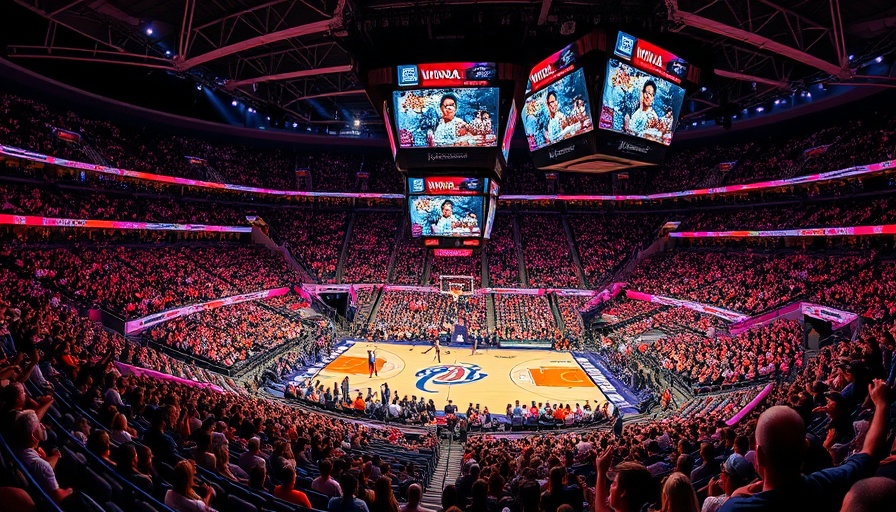 WNBA All-Star Game vibrant arena scene highlighting player and crowd.