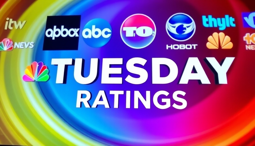 Gutfeld surpasses 3 million viewers, Tuesday ratings banner with TV logos.