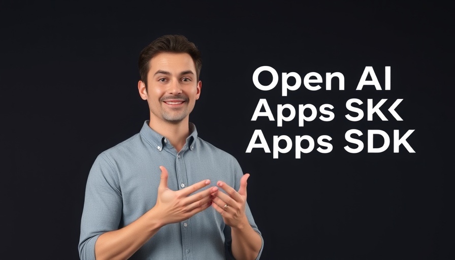 Presenter discussing ChatGPT Apps SDK with text overlay on a dark background.