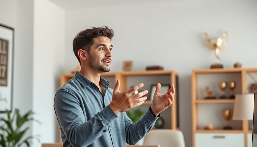 Young man presenting confidently on pricing your AI agents.