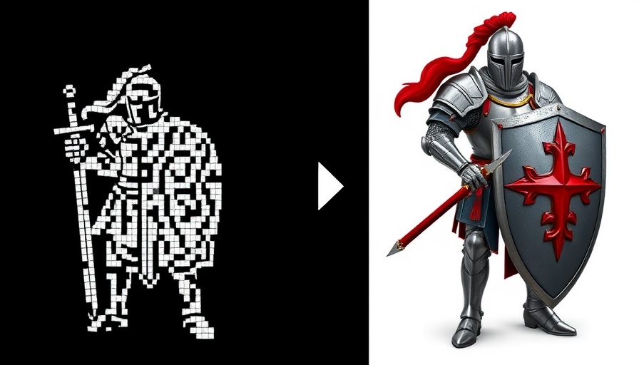DeepMind AI video generator showing knight evolution from 2024 to 2025.