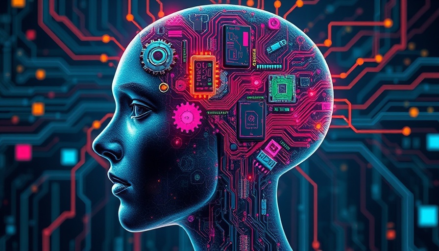 Futuristic art of AI integration in human cognition.