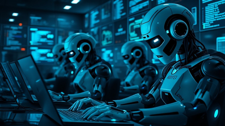 Futuristic robots in digital art, AI saving 100,000 hours.