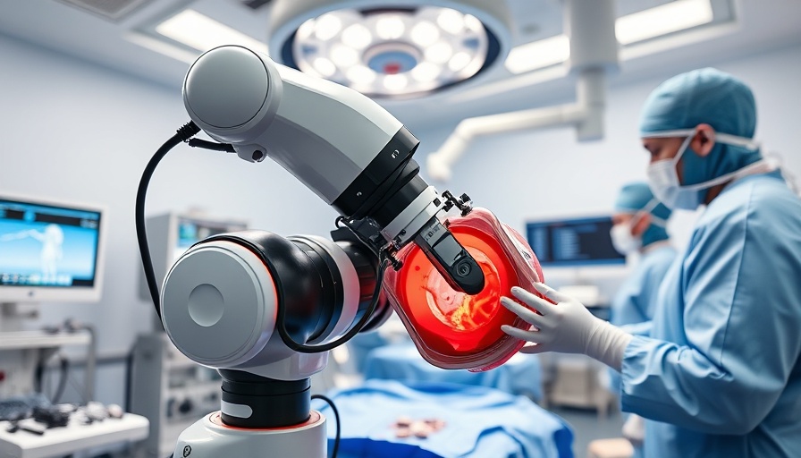 Robotic hernia repair system in a high-tech operating room.