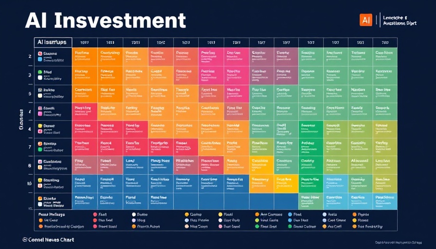 AI investment landscape chart with color-coded categories and investor affiliations.