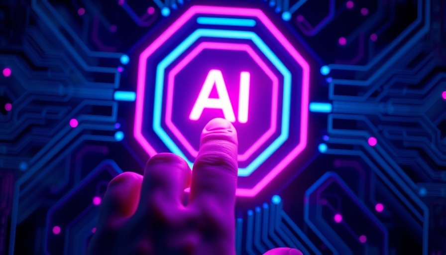 Futuristic smartphone displaying AI agent interface with neon lights.