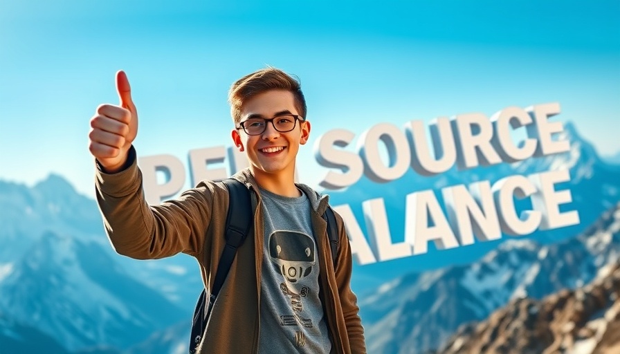 Playful young man with open source AI technologies theme in 3D design.