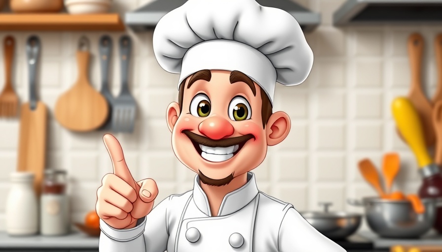 Cartoon Google chef and smiling man in kitchen, Native LLM Image Editing.