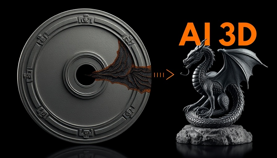 AI 3D Model Creation transformation from disk to dragon, before and after comparison.