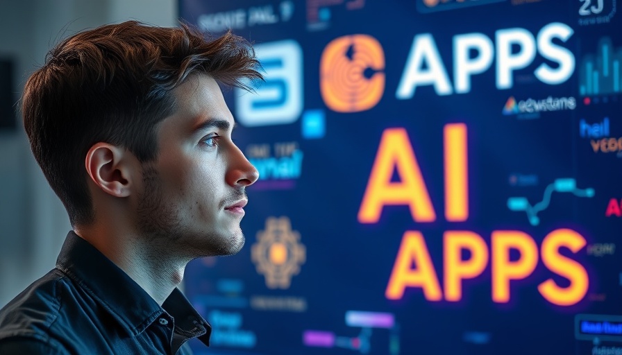 Young man with AI logos and 'NEW CHINESE AI!' text, bright setting.