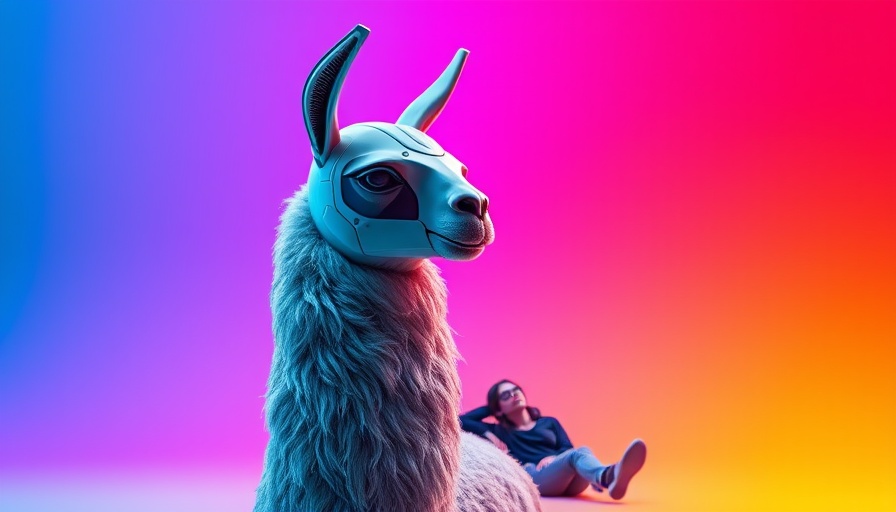 Futuristic llama with robotic features and person, Llama 4 AI Update.