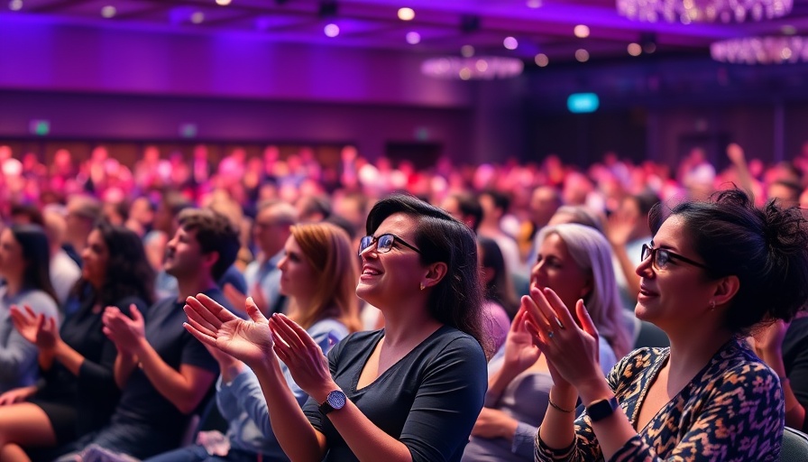 Engaged attendees at AI learning path conference applauding.