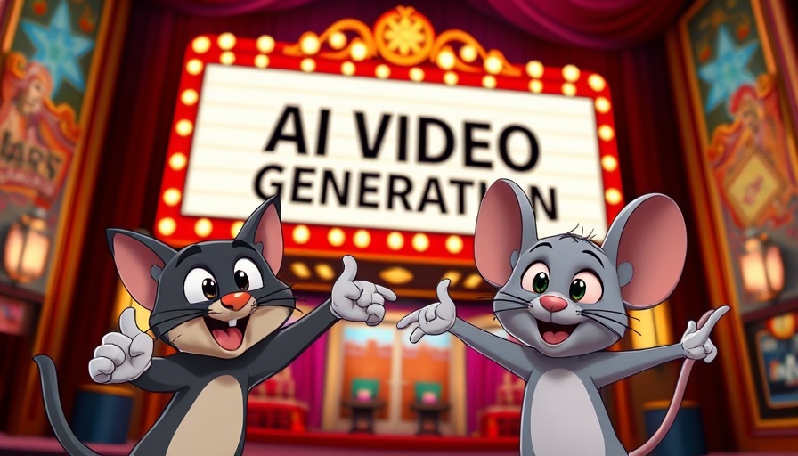 AI Video Generation marquee with animated characters.