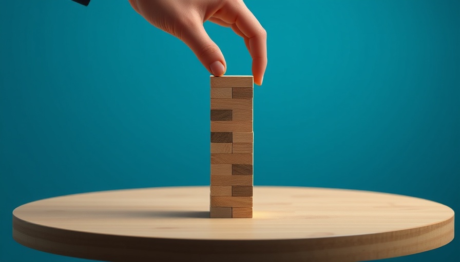 AI learning depicted with animated hand in block-stacking game.