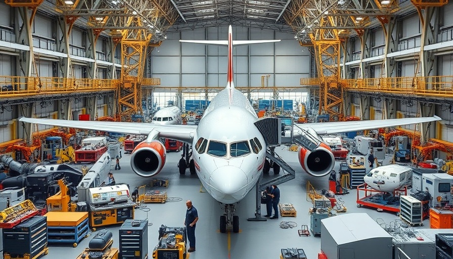 AI learning path in a detailed hangar with airplane maintenance.