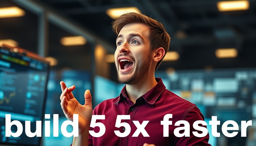Enthusiastic speaker with 'build 5x faster' text overlay, MCP AI Agent Update.