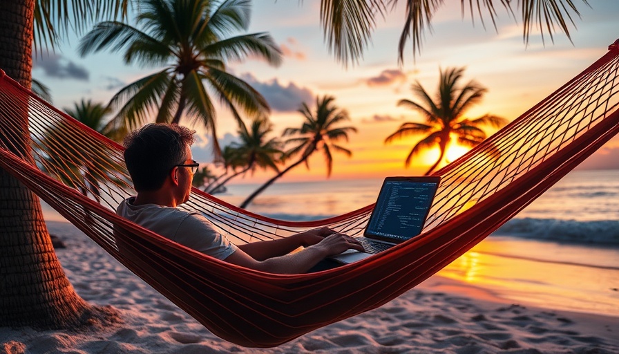 Tropical coding scene illustrating Vibe Coding for Business