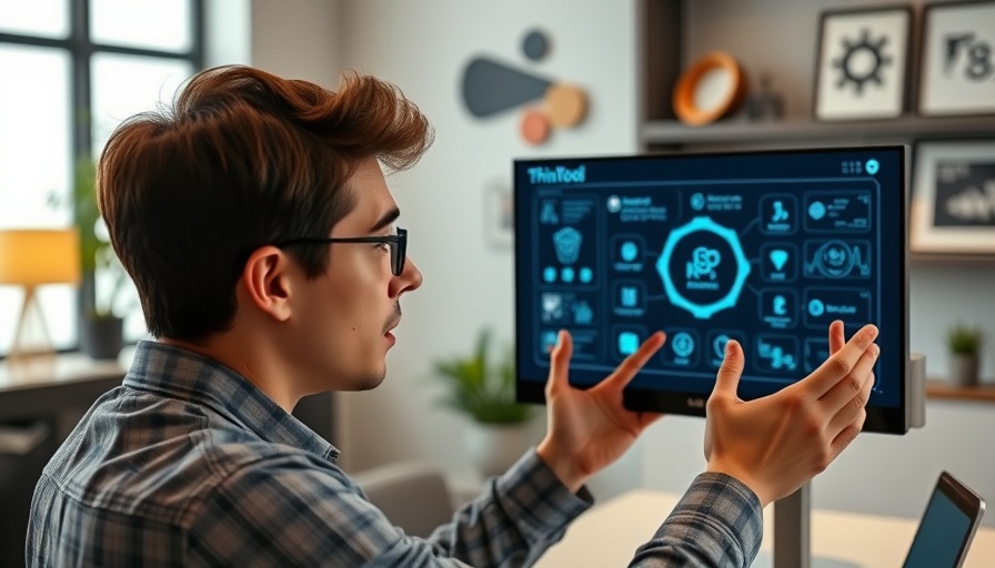 Man explaining n8n's Think Tool AI agents with digital interface.