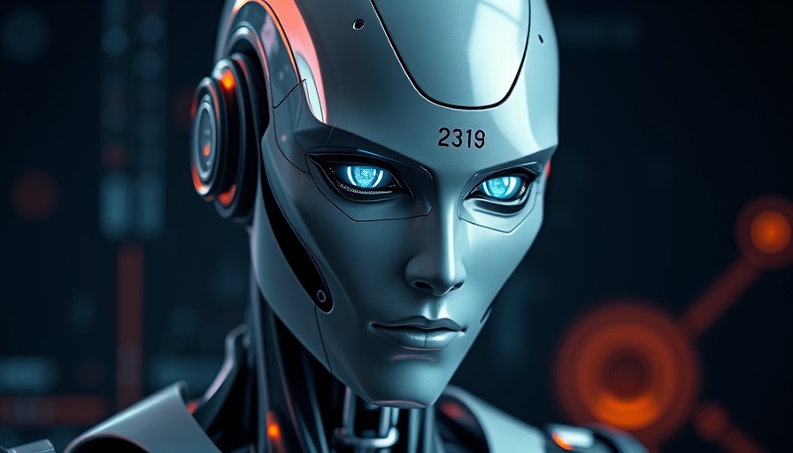 Futuristic humanoid robot representing AI marketing software.