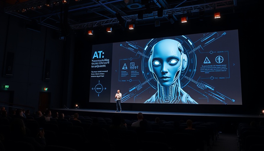 Futuristic AI presentation showcasing innovative software.