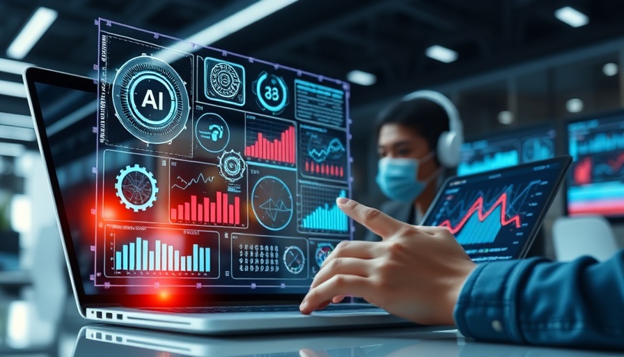 AI learning with futuristic digital interface and analytics tools.