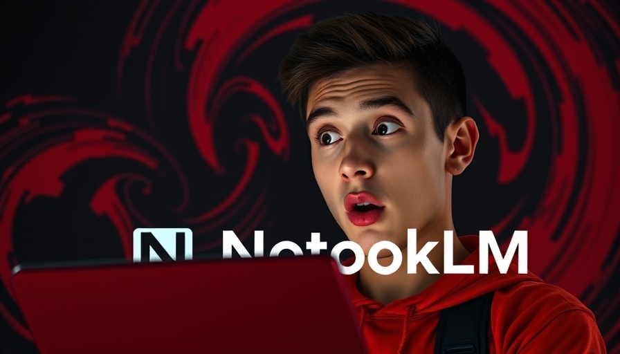 NotebookLM audio overview: Surprised young man with logo and abstract background.
