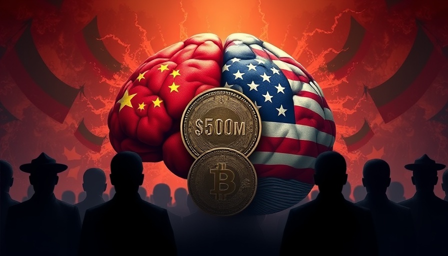 Illustration of China-US tensions over AI, brain with flags, AI reviews