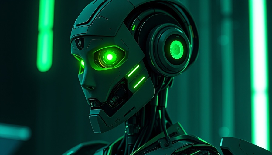 Futuristic humanoid robot promoting superintelligent AI agents.