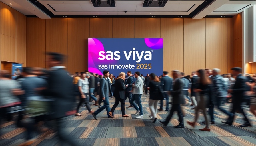 AI advantage showcased at business conference with digital display.