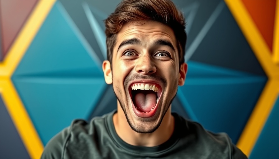 Excited man with Google Gemini 2.5 Pro Update logo, vibrant background.