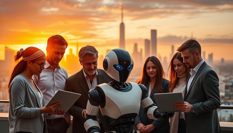 AI for Countries: Diverse team collaborating with AI in futuristic city.
