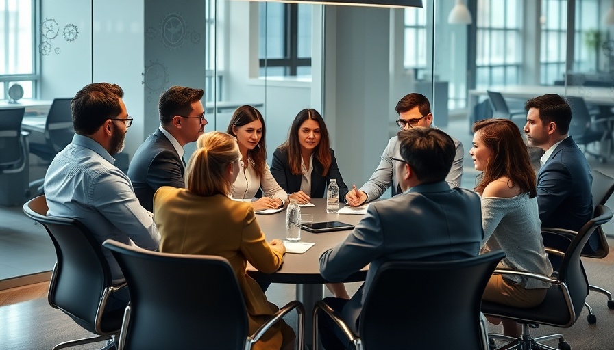 Diverse team discussing AI learning in a modern office.