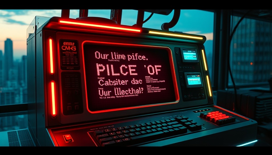 Futuristic retro computer console displaying AI models usage text.